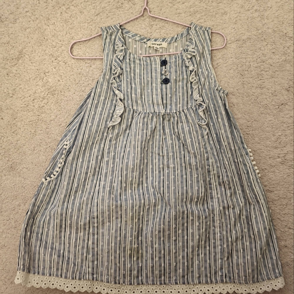 3/25 Japanese brand Seraph Dress in Light Blue Stripe